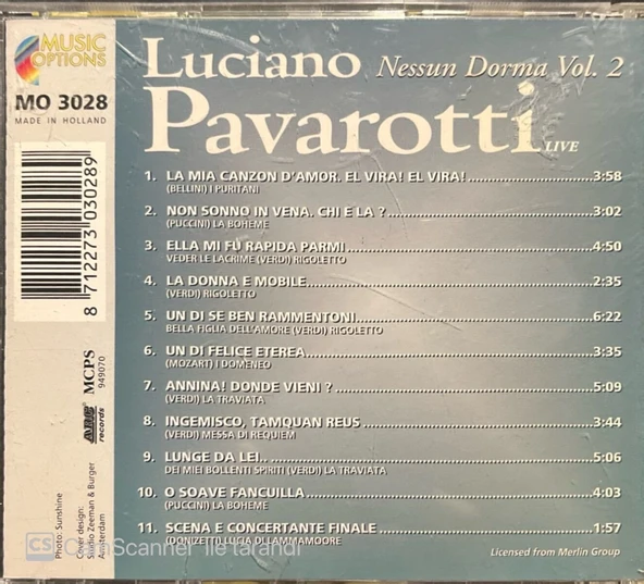 Luciano Pavarotti Nessun Dorma Vol.2 CD - Resim 2