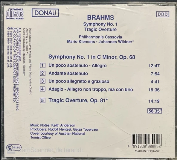 Brahms Symphony No.1 CD - Resim 2