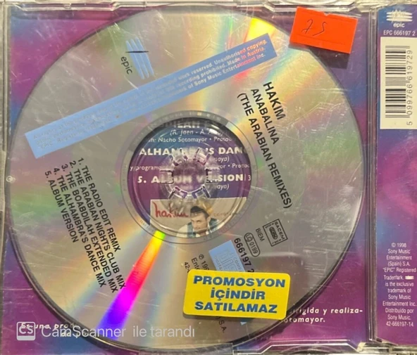 Hakim Anabalina The Arabian Remixes Maxi Single CD - Resim 2