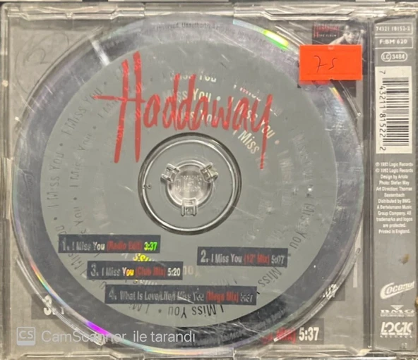Haddaway I Miss You Maxi Single CD - Resim 2