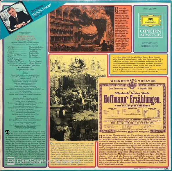 Jacques Offenbach Hoffmanns Erzahlungen LP Plak - Resim 2