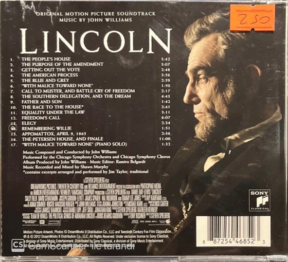 Daniel Day-Lewis Lincoln Soundtrack CD - Resim 2