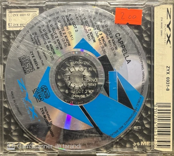 Cappella U Got 2 Know Maxi Single CD - Resim 2