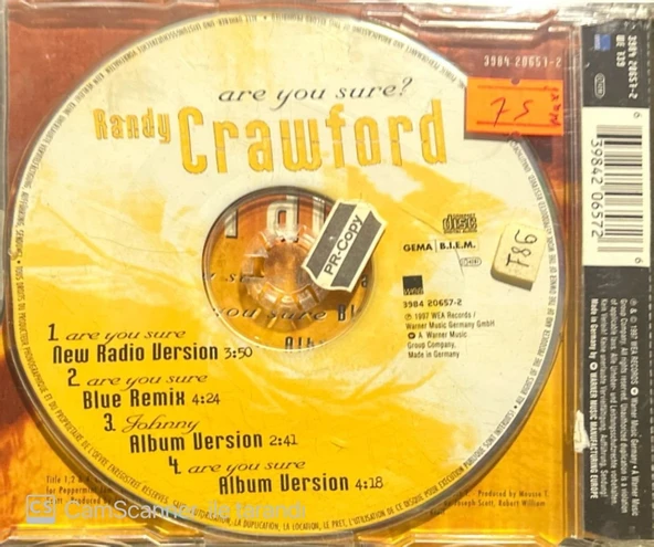 Randy Crawford Are You Sure Maxi Single CD - Resim 2