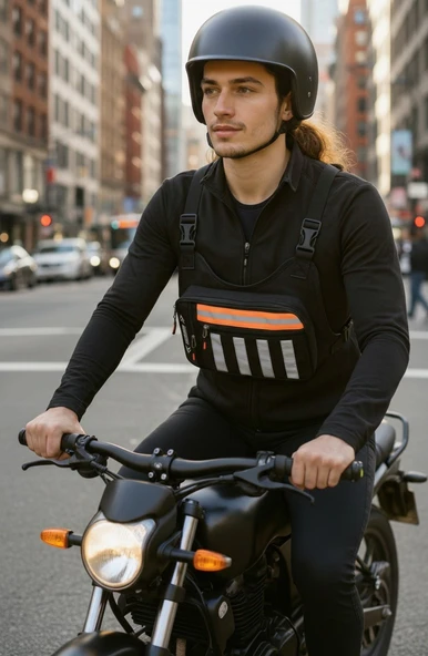 SEVENTEEN UNISEX 3 BÖLMELİ ÖN ARKA REFLEKTÖRLÜ MOTOSİKLET VE BİSİKLETLİ KURYE GÖĞÜS ÇANTASI ürün görseli 1