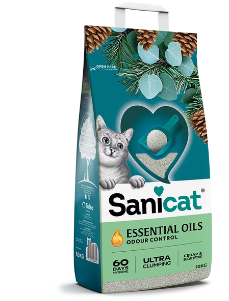 Sanicat Essential Oils Sedir Ve Okaliptus Kokulu Kedi Kumu 10 Kg ürün görseli 1