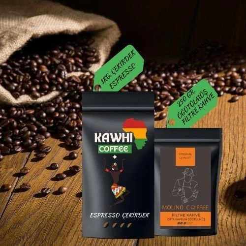KAWHİ COFFEE ESPRESSO ÇEKİRDEK 1KG. MOLİNO ÖĞÜTÜLMÜŞ FİLTRE KAHVE 250 GR. ürün görseli 1