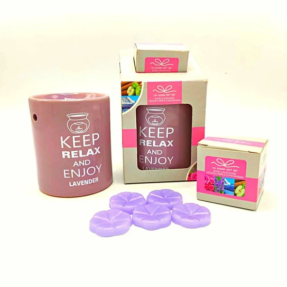Buhurdan ve Lavanta Kokulu Mum Seti Keep Relax and Enjoy Lavender ürün görseli 1