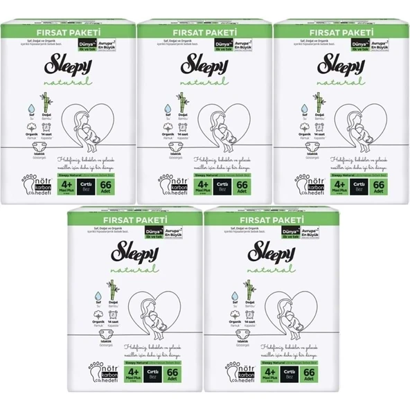 Sleepy Bebek Bezi Naturel 4+ Beden 9-16 KG Maxi Plus 330 Adet MeGa Fırsat Pk ürün görseli 1