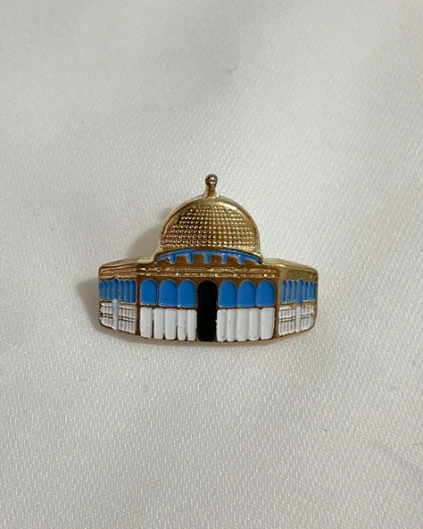 3D Kubbet-üs-Sahra'nın Simgesi Altın Renkli Tasarımlı Metal Yaka Rozeti A300063 ürün görseli 1