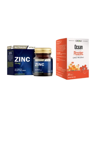 NUTRAXIN Zinc Sulphate 15 Mg 100 Tablet + Ocean Çinko Pikolinat 15 Mg 30 Tablet ürün görseli 1