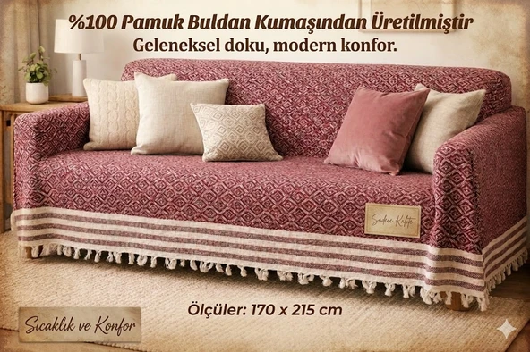 Koltuk Örtüsü -%100 Buldan Kumaşı-Renk: Bordo ürün görseli 1