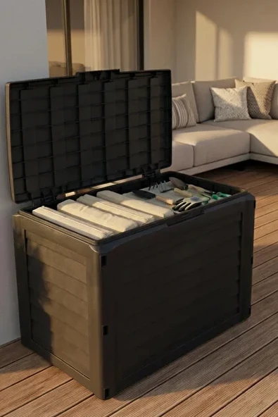 Depolama Sandığı Balkon Kiler Alet Kutusu Oyuncak Kutusu 140 Litre Antrasit ürün görseli 1