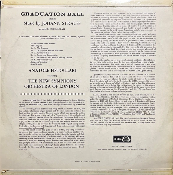 Strauss Graduation Ball [Ballet] Classic LP Plak - Resim 2