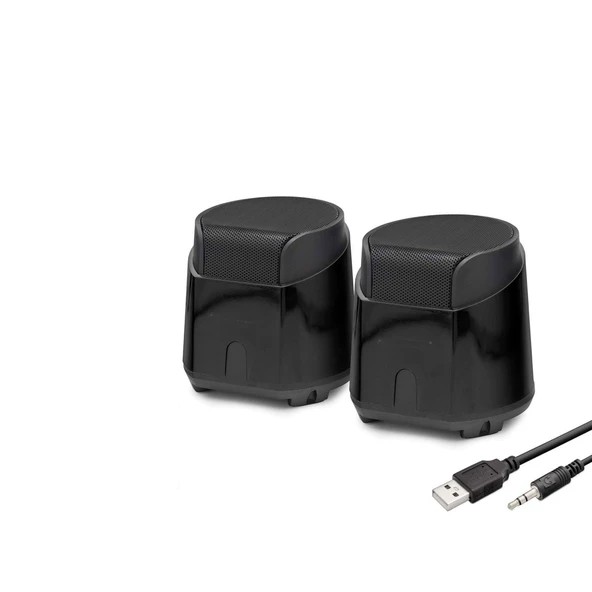 Masaüstü Hoparlör 1+1 USB + 3.5mm - Siyah HD6024 ürün görseli 1