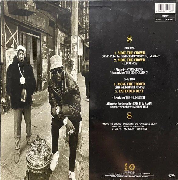 Eric B. Rakim ''Move The Cwowd'' Maxi Single 45 Devir LP Plak - Resim 2