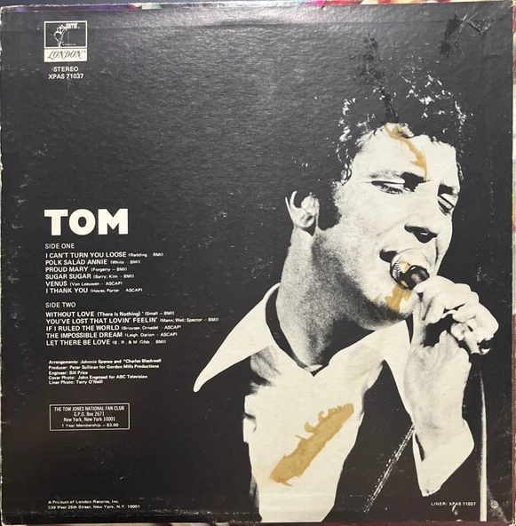 Tom Jones Tom LP Plak - Resim 2