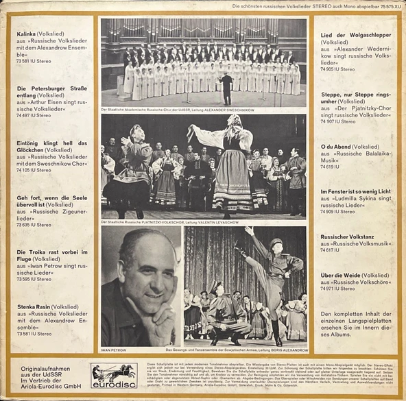 Die Schönsten Russischen Volkslieder LP Plak - Resim 2