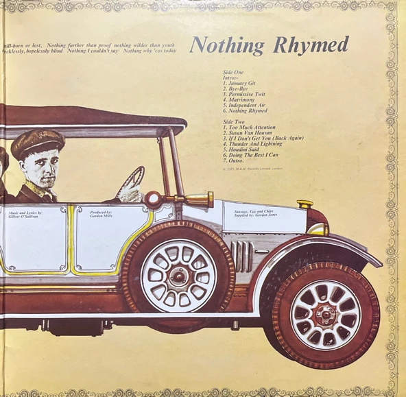 Gilbert O'Sullivan Himself LP Plak - Resim 2