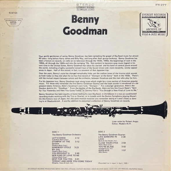 Benny Goodman Benny Goodman LP Plak - Resim 2