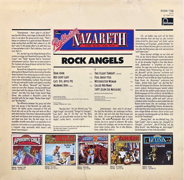 Nazareth Reflection Rock Angels LP Plak - Resim 2