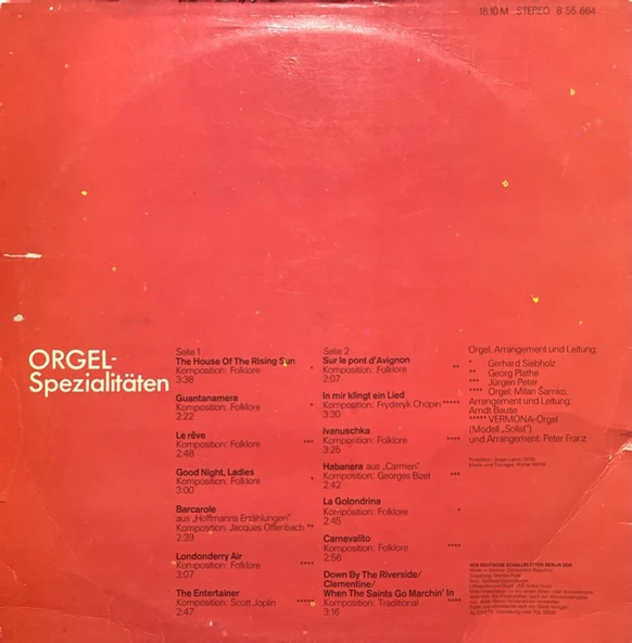 Orgel Spezialitaten Classic LP Plak - Resim 2