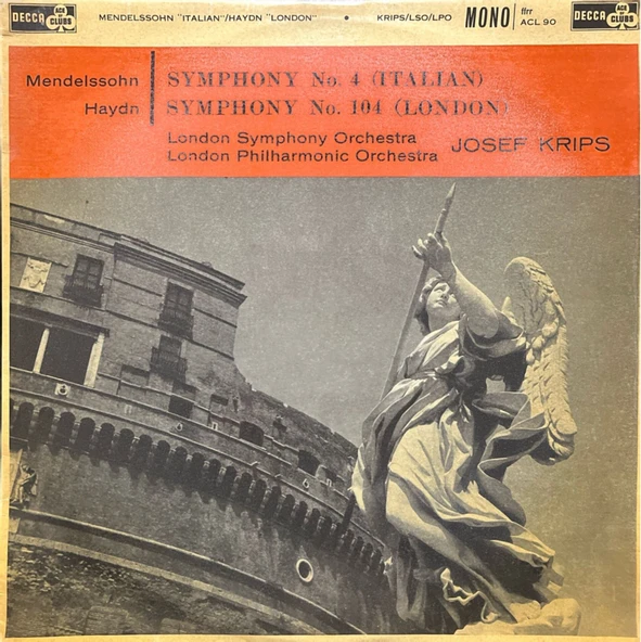 Mendelssohn, Haydn - Josef Krips,  – Symphony No. 4 (Italian) / Symphony No. 104 (London) Classic LP Plak ürün görseli 1