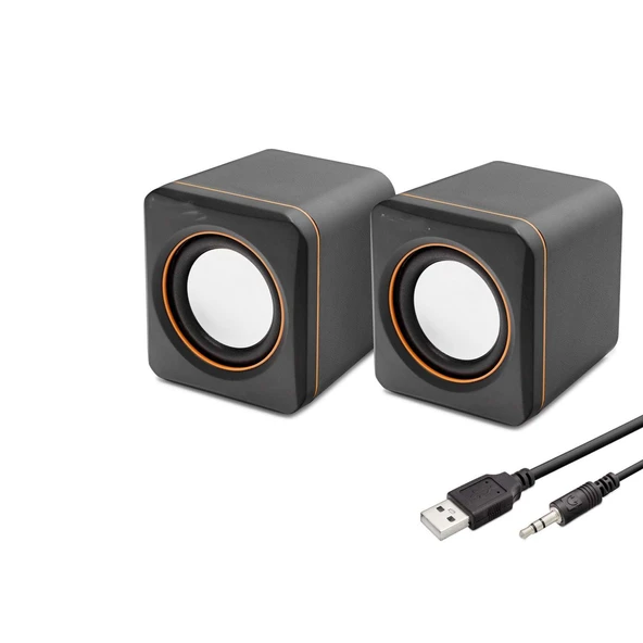 Masaüstü Hoparlör 1+1 USB + 3.5mm - Siyah HD6049 ürün görseli 1