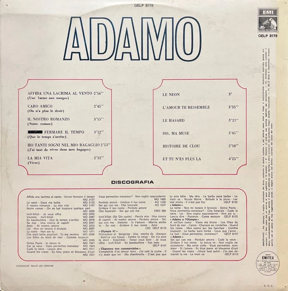 Adamo Adamo LP Plak - Resim 2