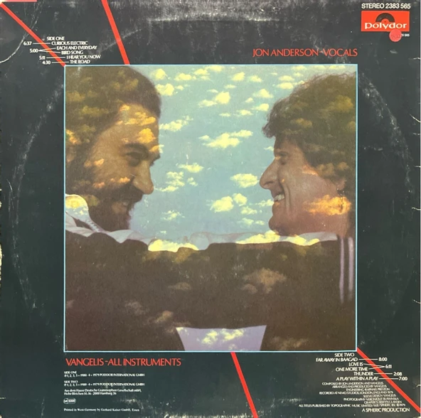 Jon And Vangelis Short Stories LP Plak - Resim 2