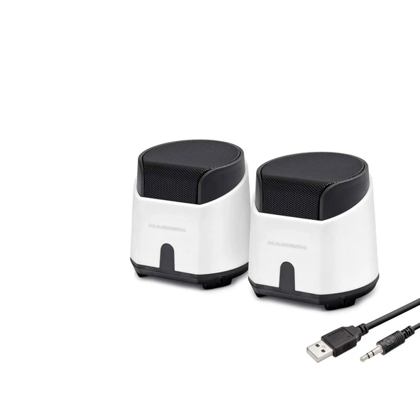 Masaüstü Hoparlör 1+1 USB + 3.5mm - Beyaz HD6024W ürün görseli 1