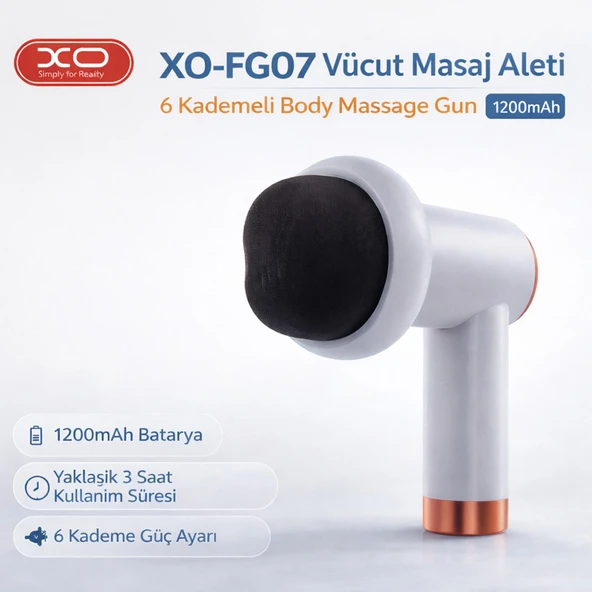 XO-FG07 Vücut Masaj Aleti 6 Kademeli Body Massage Gun 1200mAh ürün görseli 1