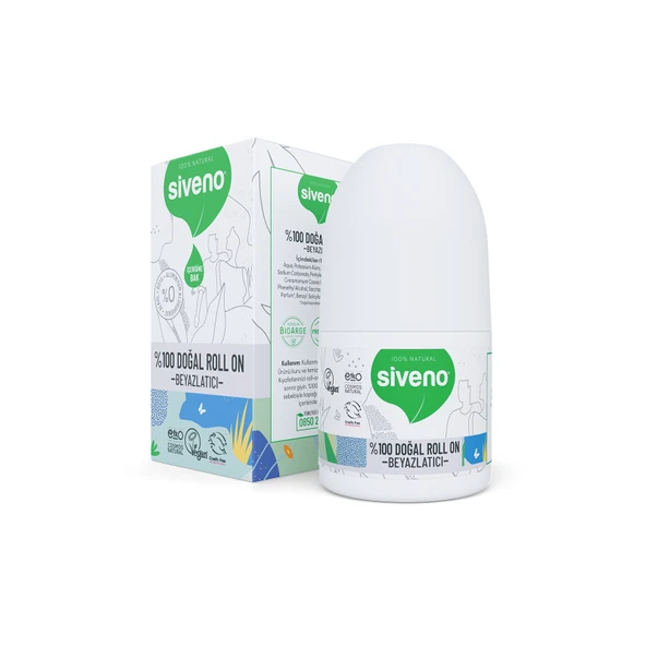 Siveno Roll On Beyazlatıcı Etkili Deodorant Ter Kokusu Önleyici Bitkisel Lekesiz Vegan 50 ml ürün görseli 1