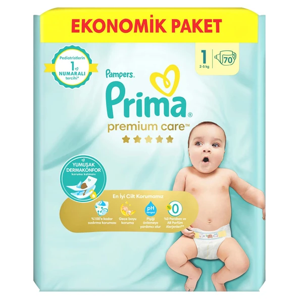 Prima Premium Care Yenidoğan Ekonomik Paket Bebek Bezi 1 Numara 70'li ürün görseli 1
