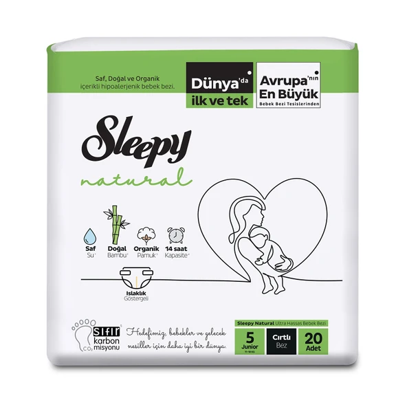 Sleepy Natural Çocuk Bezi Junior Cırtlı No: 5 11-18 kg 20'li ürün görseli 1