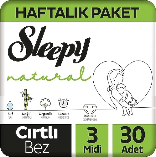 Sleepy Natural Bebek Bezi Midi 4-9 kg Midi No: 3 30'lu ürün görseli 1