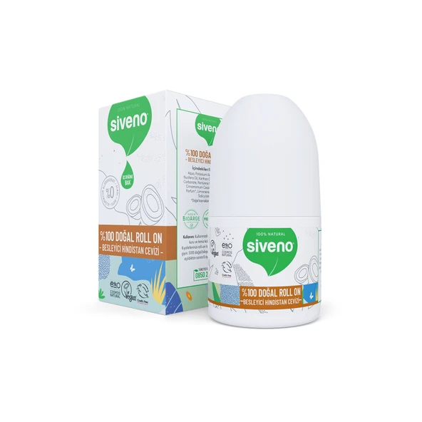 Siveno Roll On Hindistan Cevizli Deodorant Ter Kokusu Önleyici Bitkisel Lekesiz Vegan 50 ml ürün görseli 1