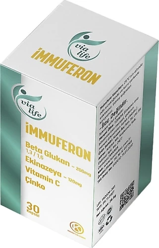 Immuferon Beta Glucan 200 mg Ekinezya 120 mg Vitamin C Çinko 30 Kapsül ürün görseli 1