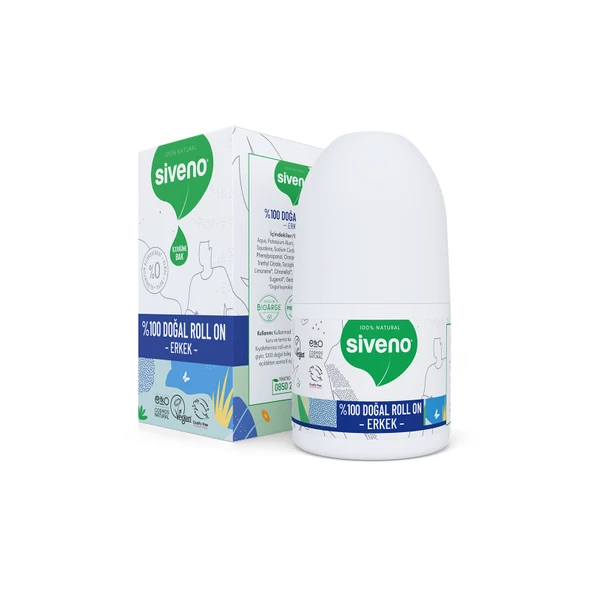 Siveno Roll On Erkek Deodorant Ter Kokusu Önleyici Bitkisel Leke Bırakmayan Vegan 50 ml ürün görseli 1