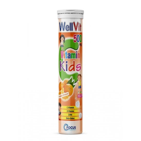 Wellvit Kids C+D+Çinko Betaglukan 20 Efervesan Tablet ürün görseli 1