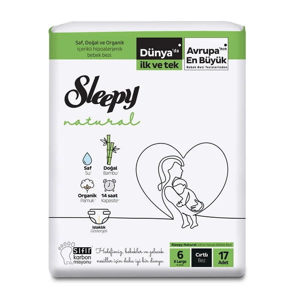 Sleepy Natural Çocuk Bezi Cırtlı No:6 15-25 kg xLarge 17'li ürün görseli 1