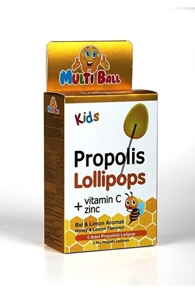 Multiball Kids Propolis Bal ve Limon Aromalı Lolipop 5'li ürün görseli 1