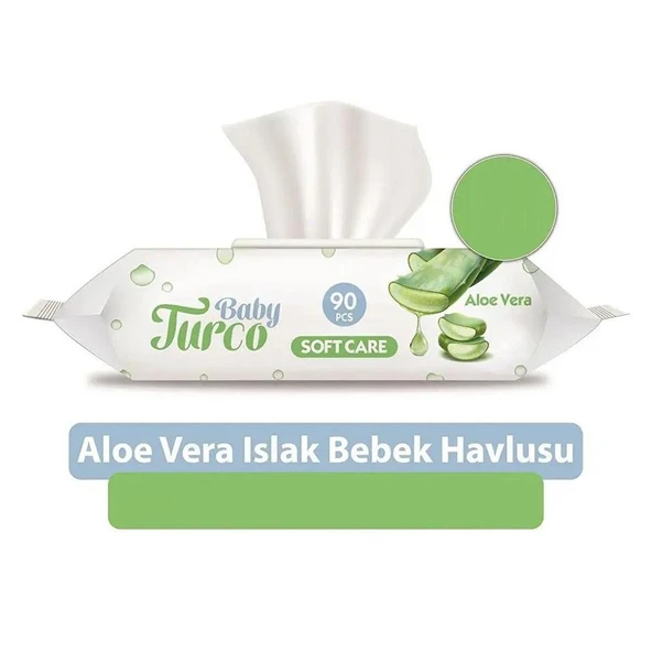 Baby Turco Islak Mendil Aloe Vera Kapaklı 90'lı ürün görseli 1