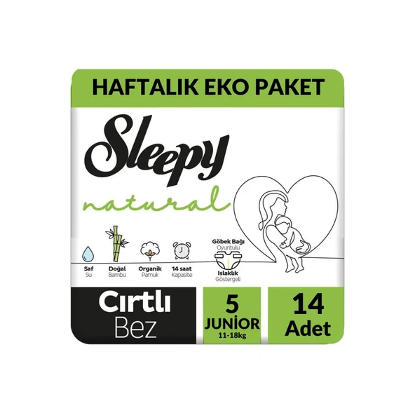 Sleepy Natural Tekli Kompakt No: 5 Junior Bebek Bezi 11-18 kg 14'lü ürün görseli 1