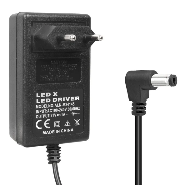 Powermaster PM-19255 21 Volt - 1 Amper - 21 Watt 5.5*2.5 Mm L Uçlu Şarjlı Matkap Adaptörü ürün görseli 1