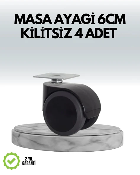 Halı ve Beton Uyumlu Kilitsiz Mobilya Tekerleği 4’lü ürün görseli 1