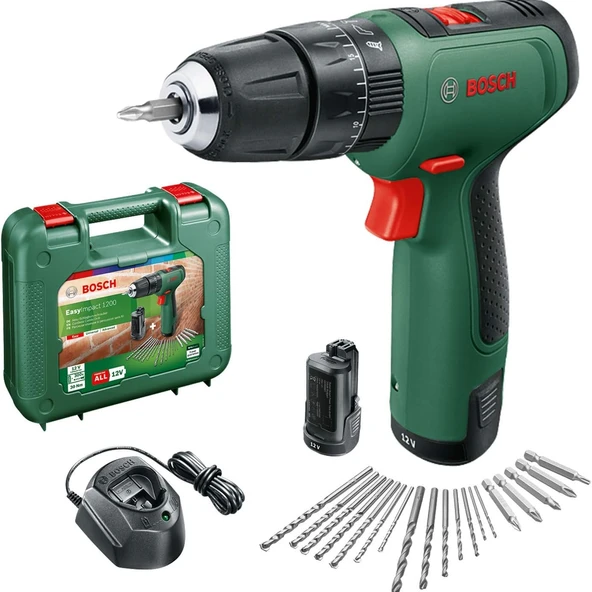 Bosch EasyImpact 1200 12 V 1.5 Ah Darbeli Matkap - Çift Akülü / Aksesuar Setli ürün görseli 1