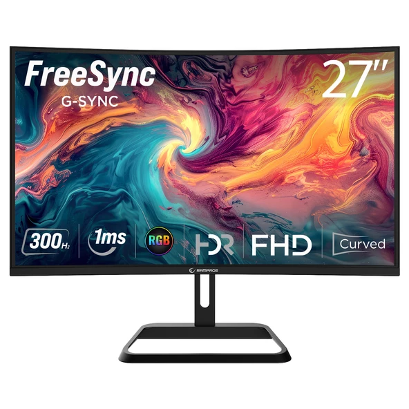 Rampage Xyra XR27C300F 27'' 300Hz 1ms Fast VA FHD FreeSync/Gsync RGB R1500  Curved Oyuncu Monitörü ürün görseli 1