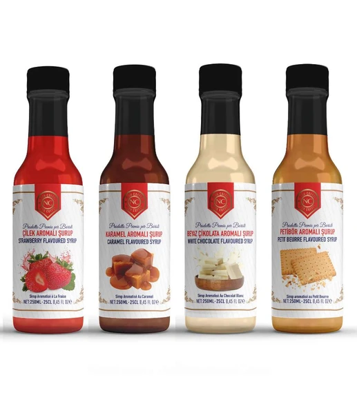 Nish Çilek, Karamel, Beyaz Çikolata, Petibör Aromalı Şurup 4'lü Set  (4x250 ML) - Pet Şişe ürün görseli 1