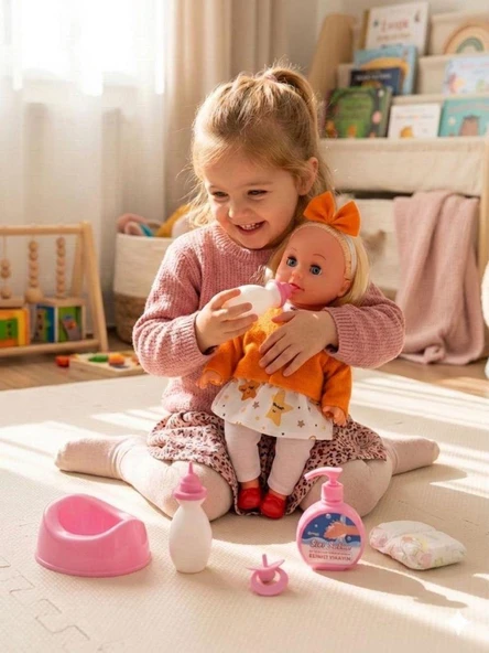 Mila Altını Islatan Konuşan 34 cm Bebek Bakımı Eğitici Aksesuarlı Oyun Seti ürün görseli 1